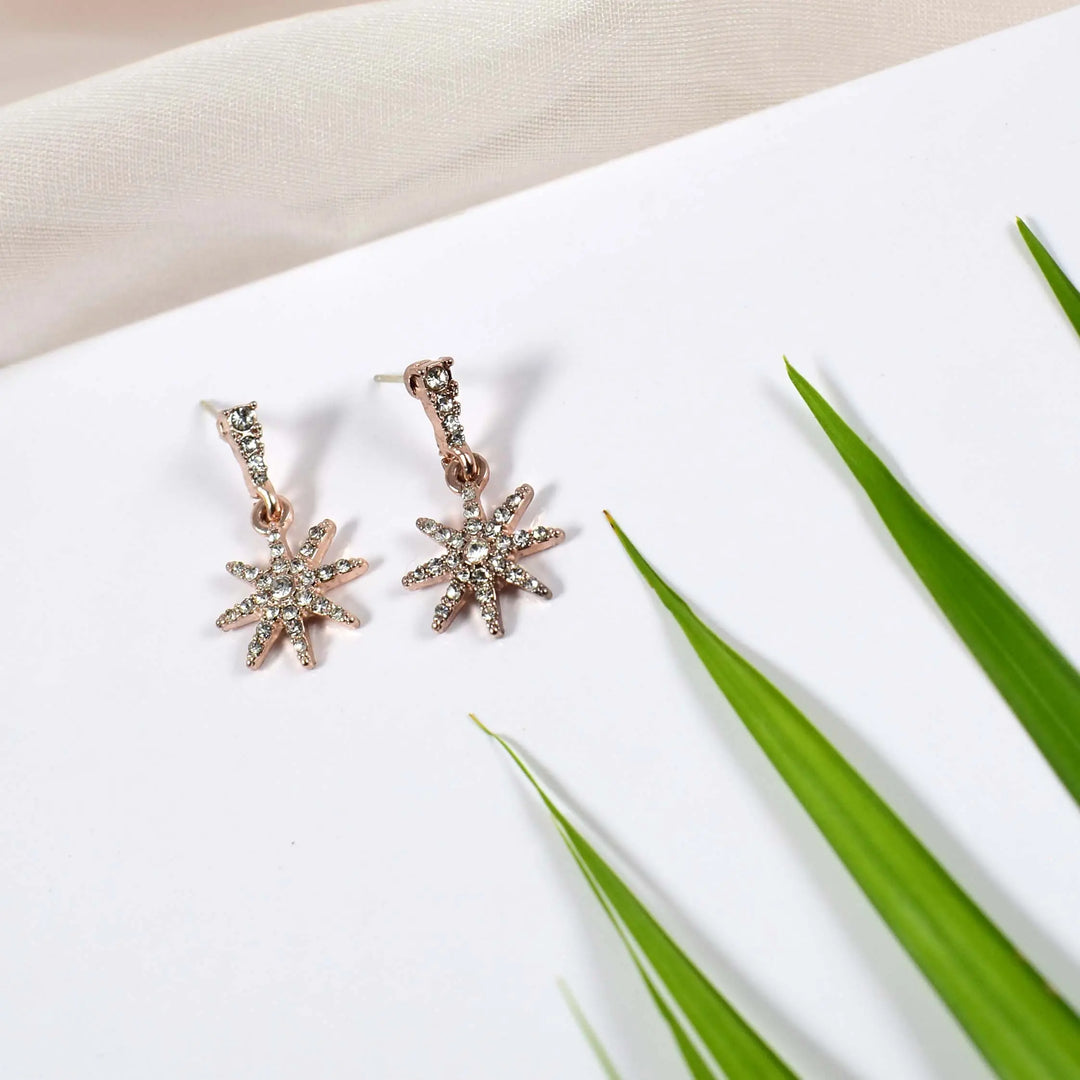 Rhinestone Crystal Star Snowflake Drop Earrings