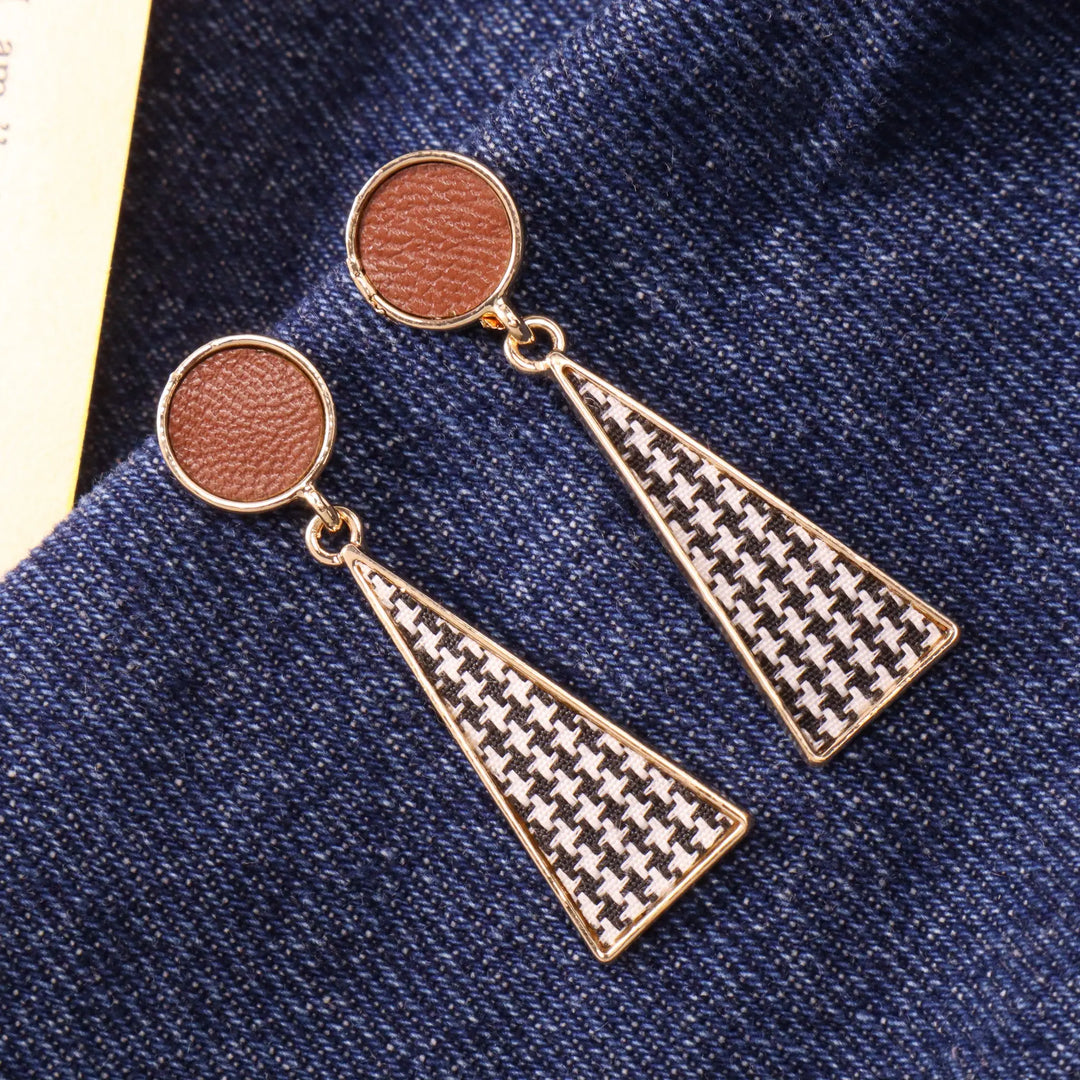 Romantic Brown Check Earrings