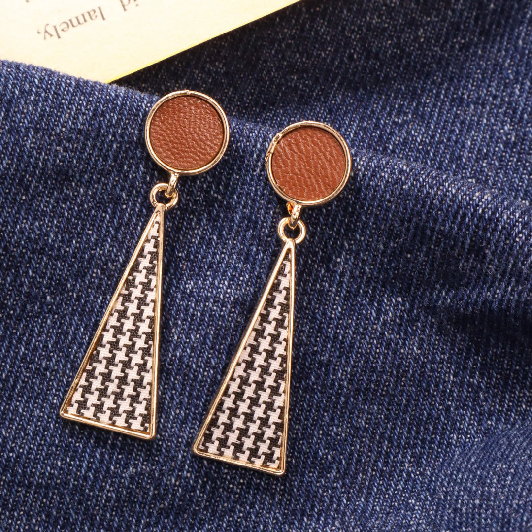 Romantic Brown Check Earrings