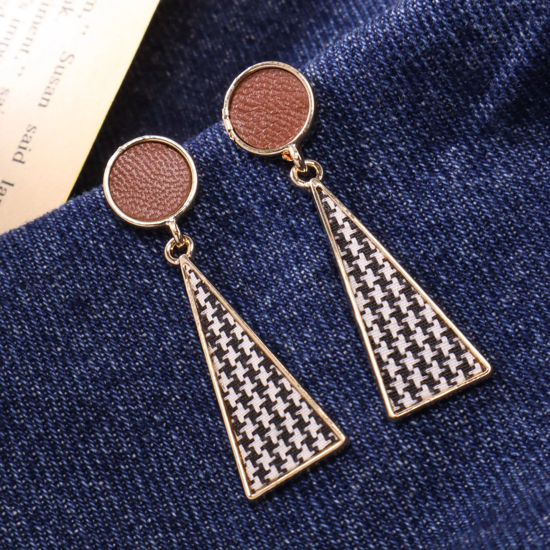 Romantic Brown Check Earrings