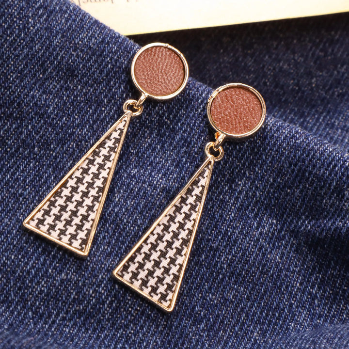 Romantic Brown Check Earrings