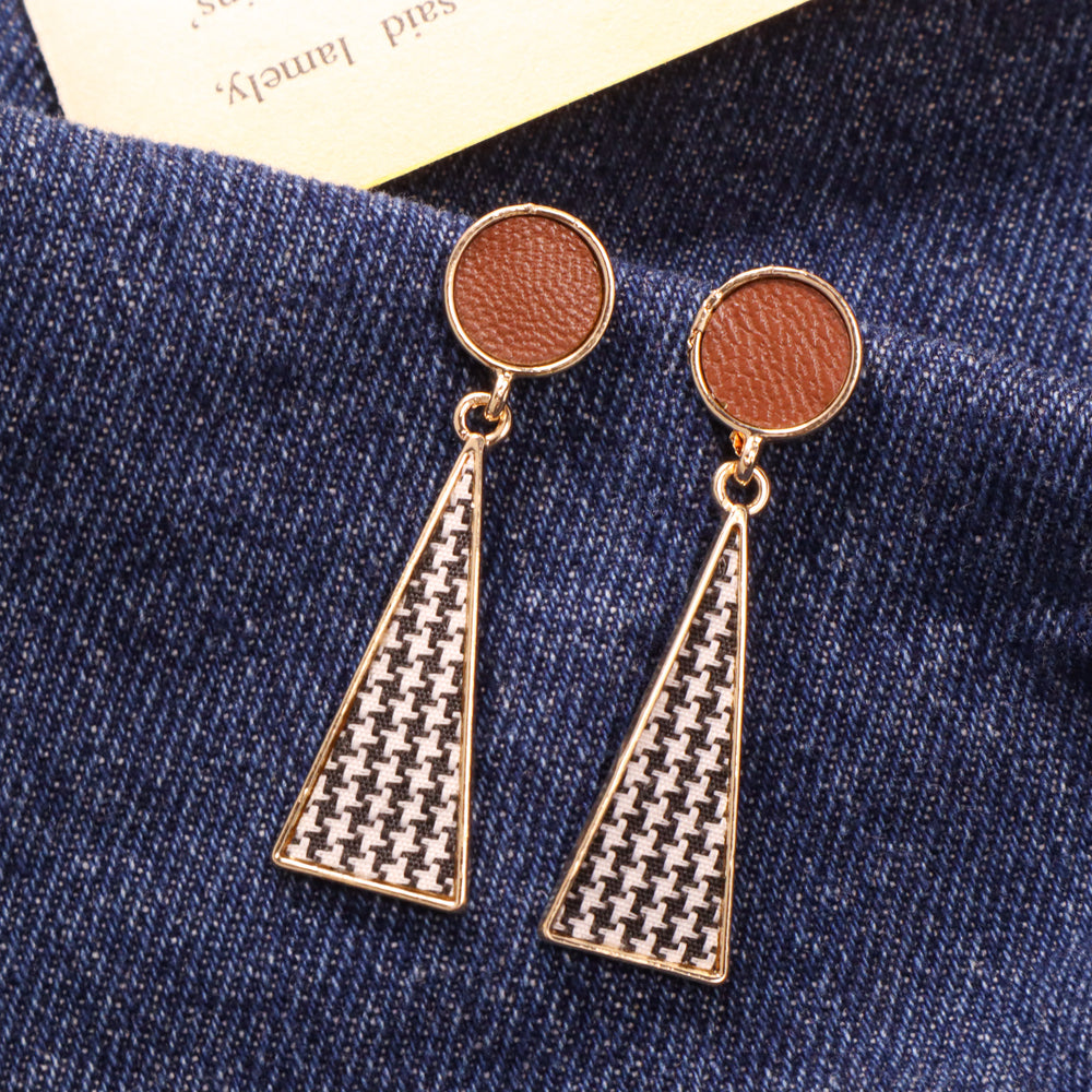 Romantic Brown Check Earrings