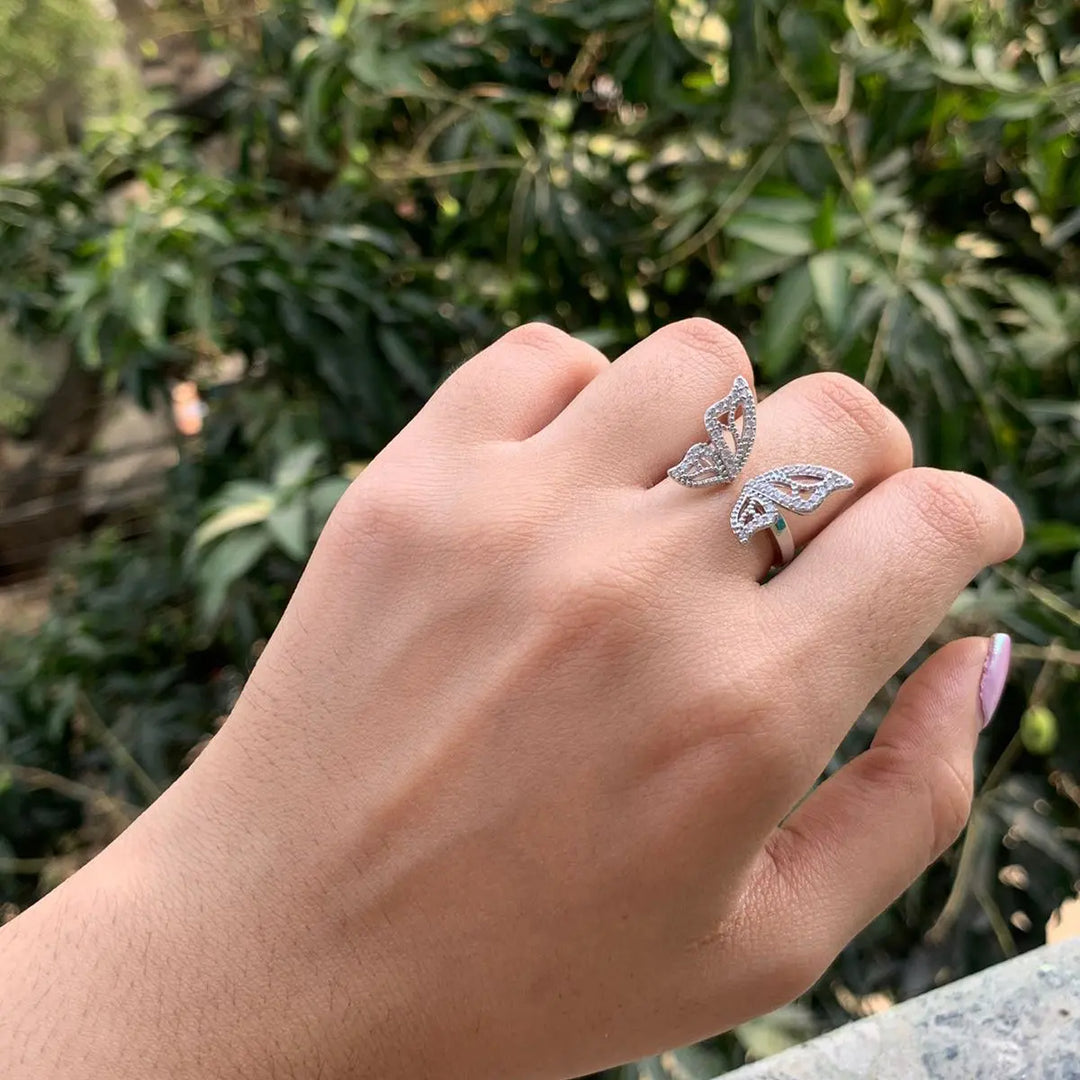 Silver Butterfly Statement Ring