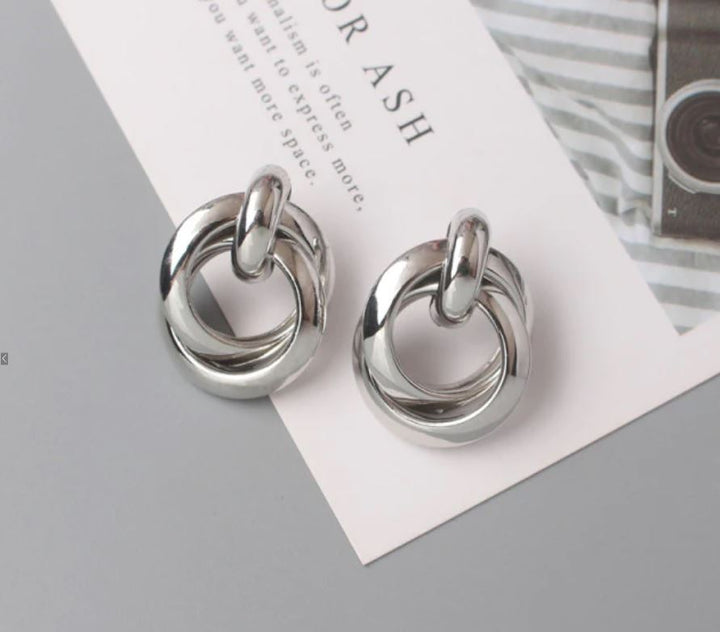 Silver Double Twist Loop Hoop Earrings