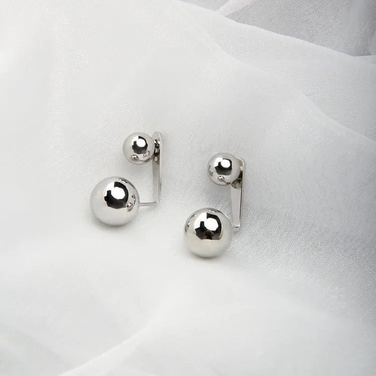 Silver Plated Double Ball Earrings