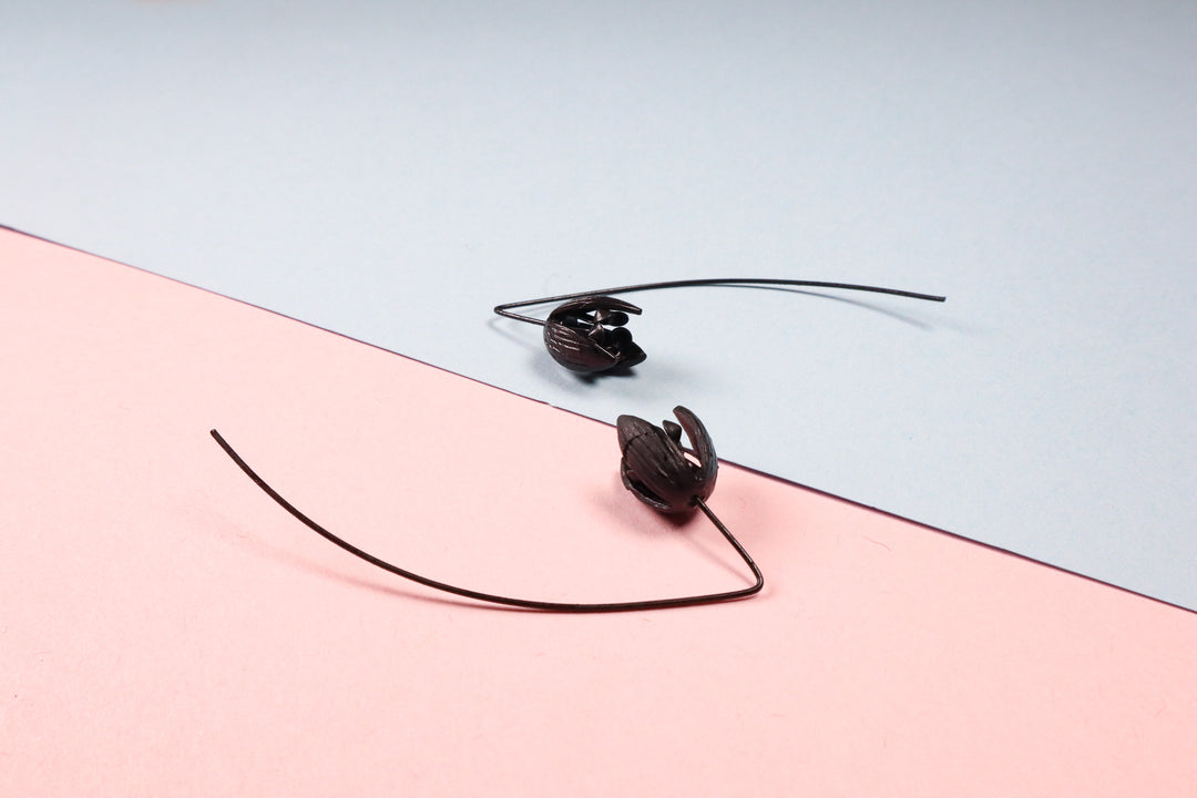 Slide In Black Rose 'Wednesday' Earrings