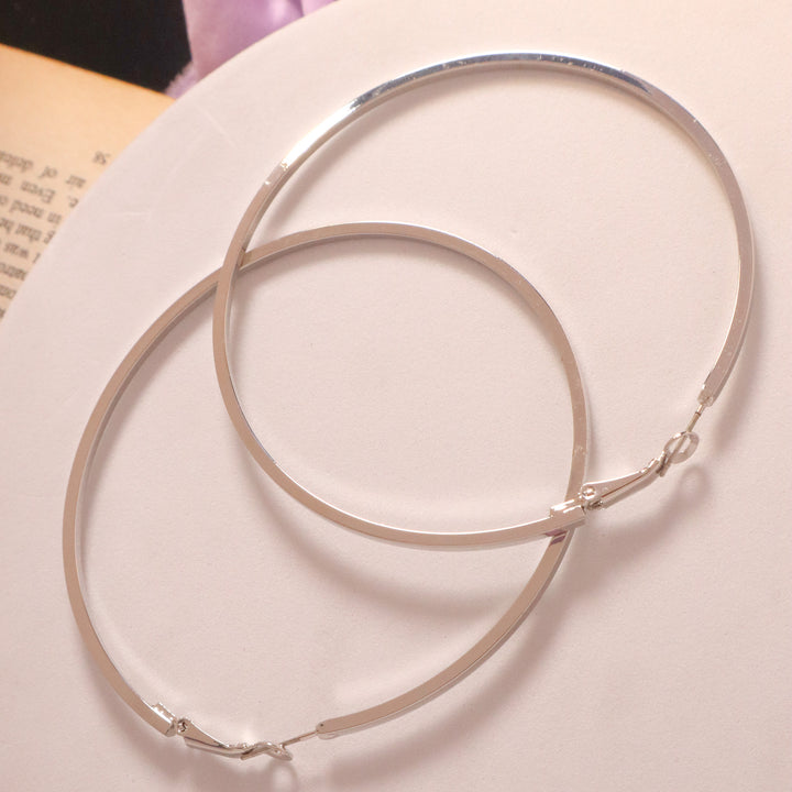 Snowy Stainless Steel Silver Hoops - Large