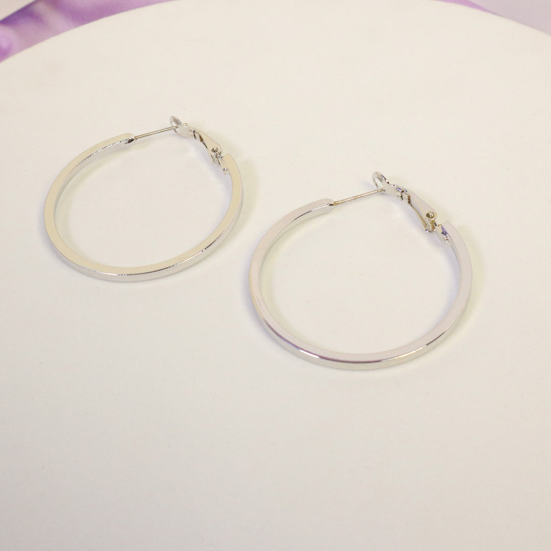 Snowy Stainless Steel Silver Hoops - Medium