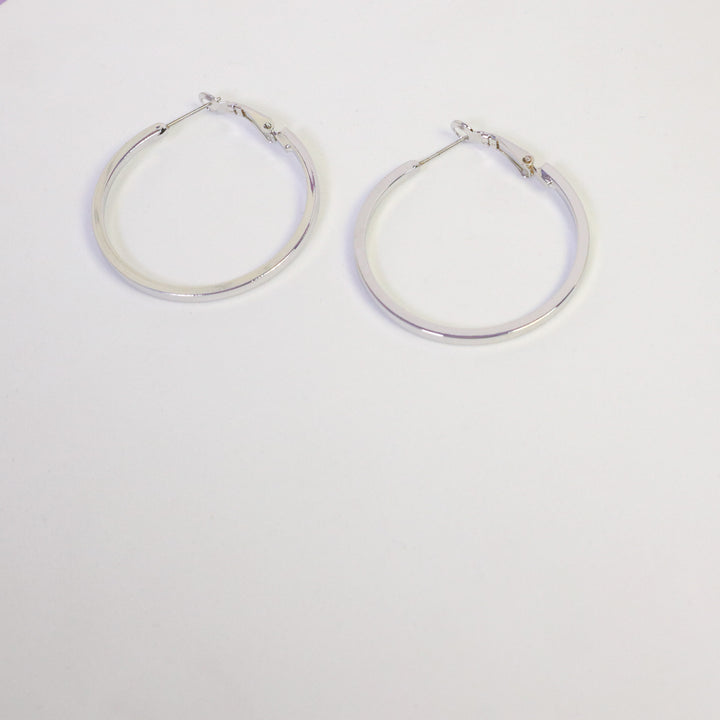 Snowy Stainless Steel Silver Hoops - Medium