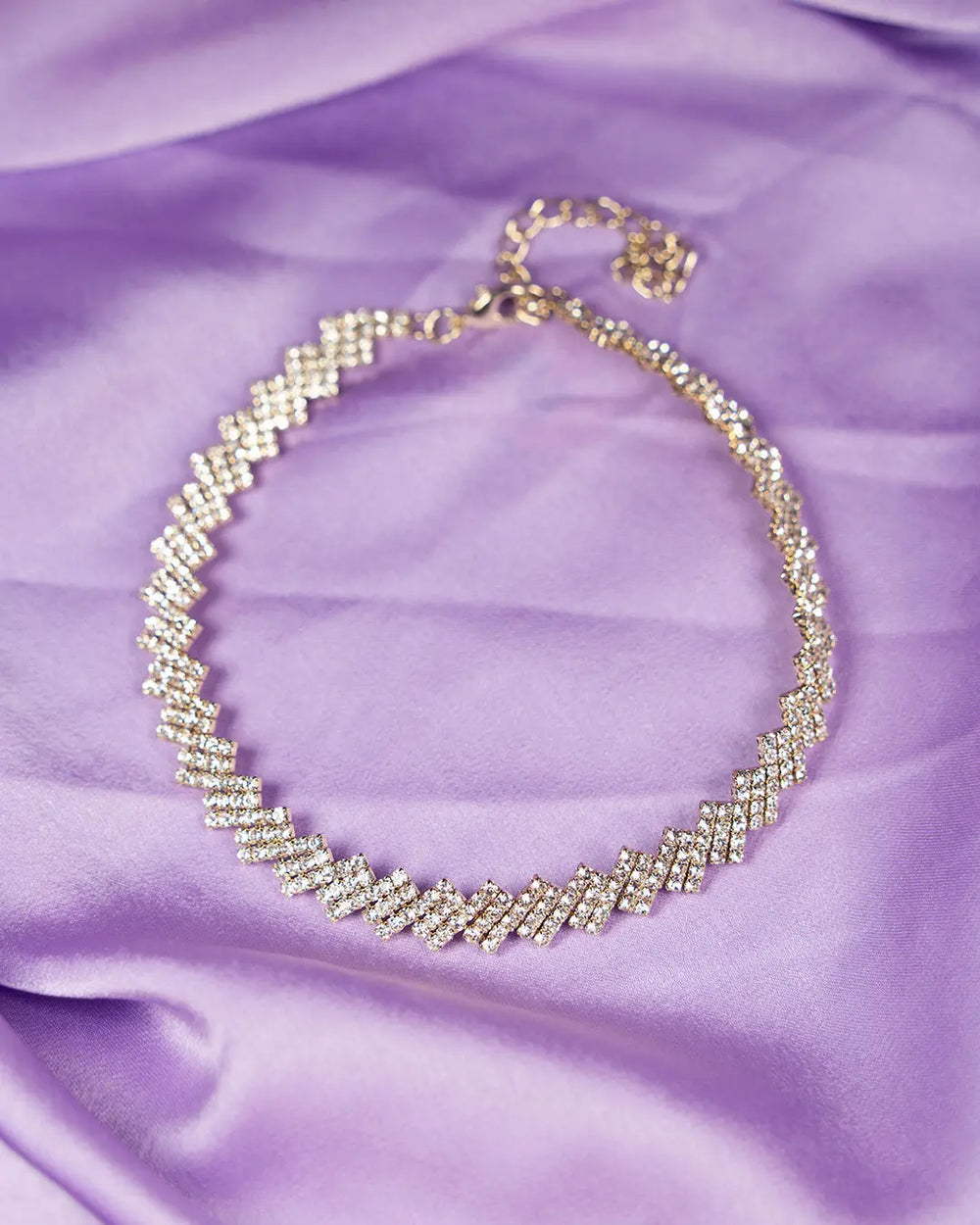 Square Splicing Zirconia Studded necklace