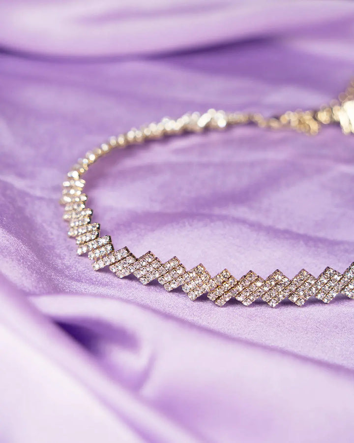 Square Splicing Zirconia Studded necklace