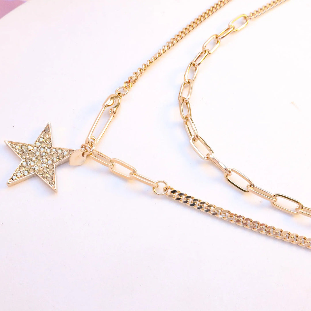 Star Double Layered Gold Necklace