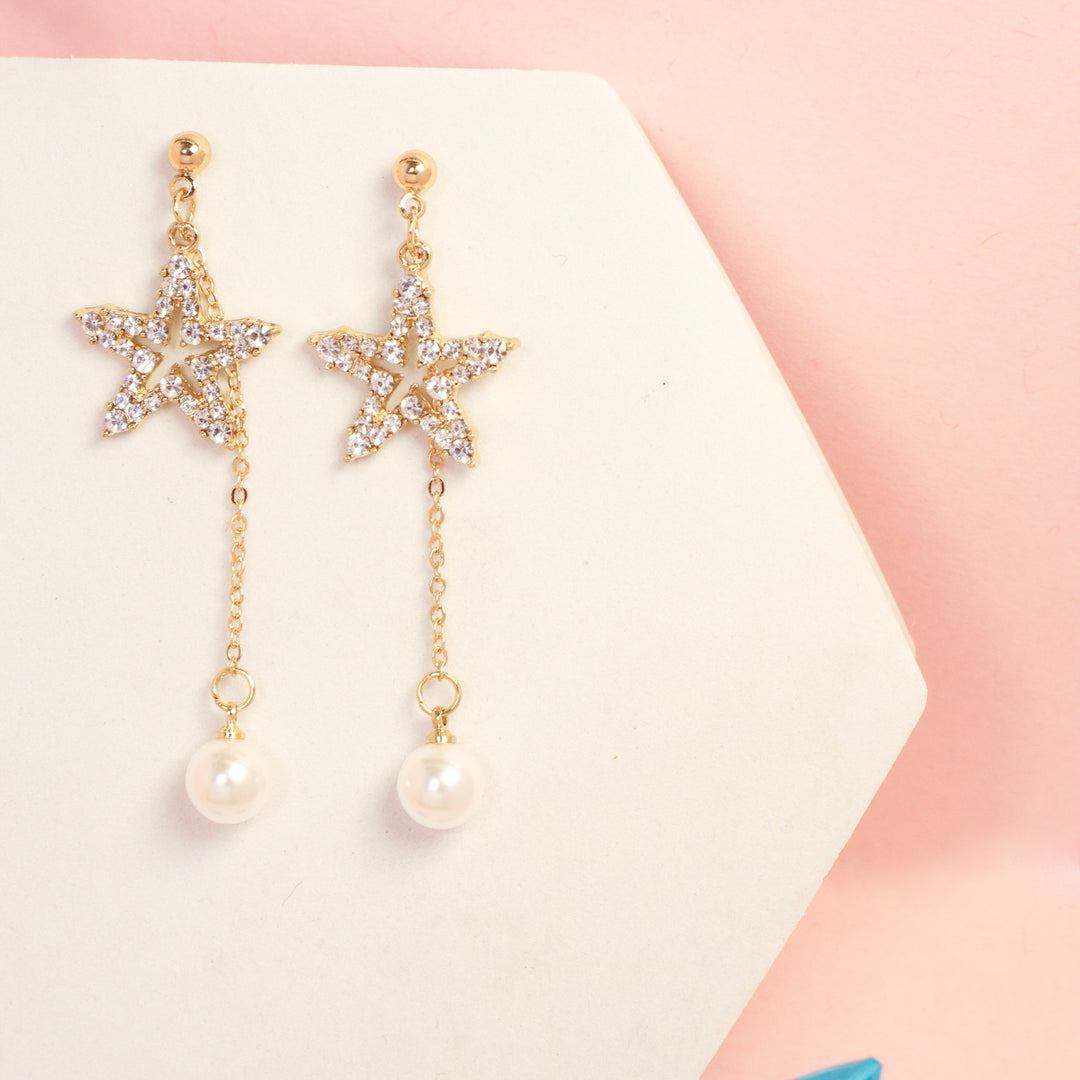 Star Pearl Tassel Earrings