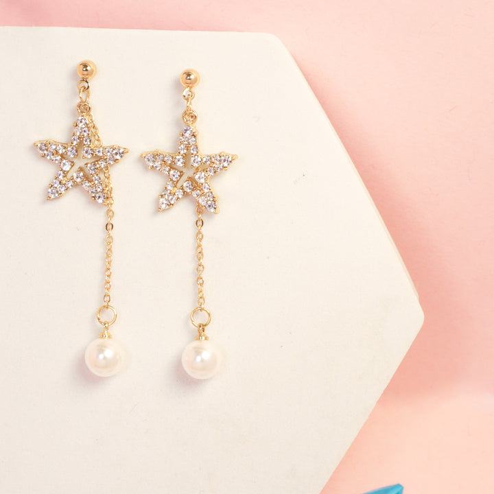 Star Pearl Tassel Earrings