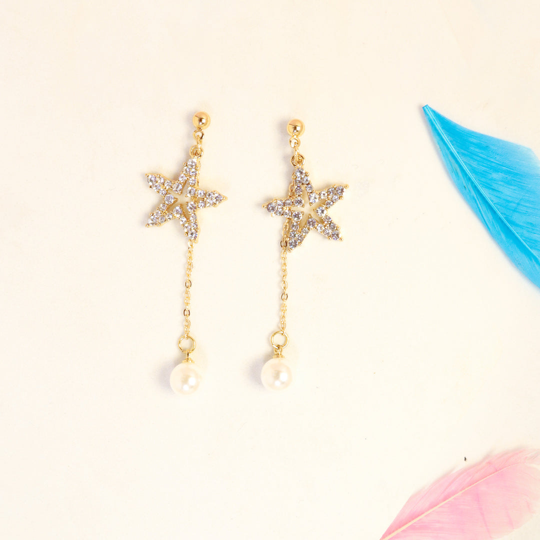 Star Pearl Tassel Earrings