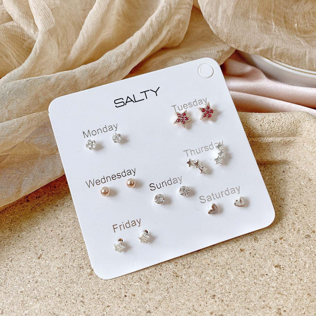 "Starry" Weekly 7 Stud Earrings Set