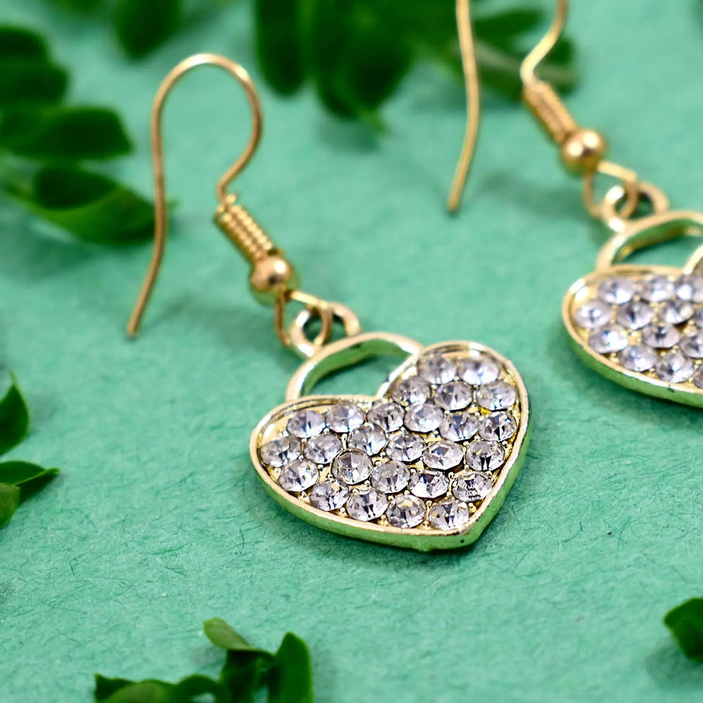 Studded Heart Bag Shaped Drop Earrings