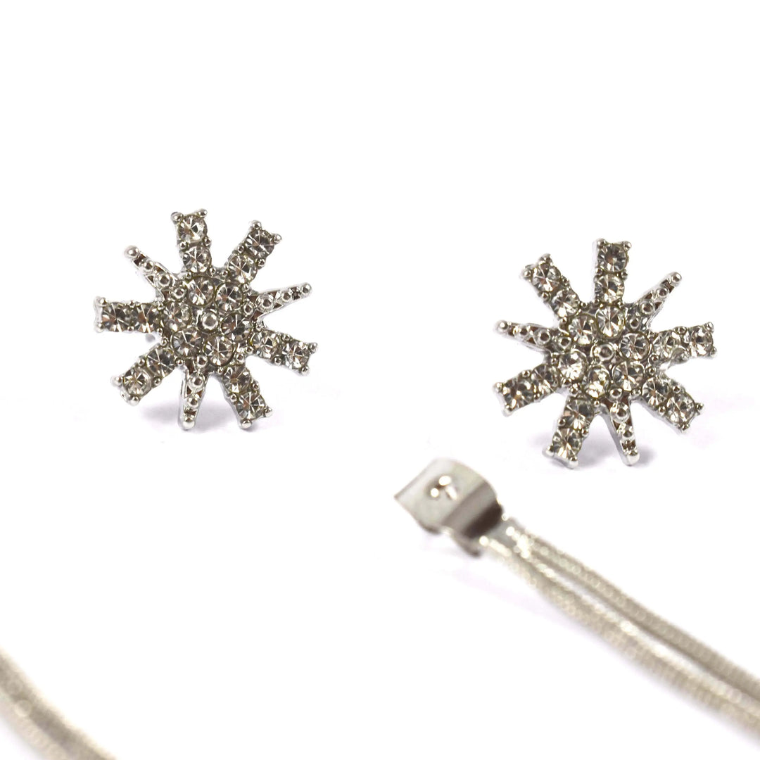 Studded Snowflake Tassel Long Drop Earrings