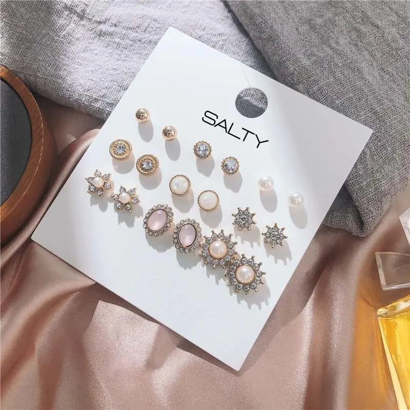 Stunner Set of 9 Designer Stud Earrings