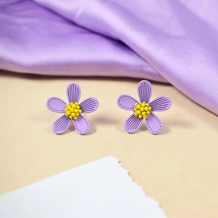 Summer Candy Purple Daisy Flower Stud Earrings