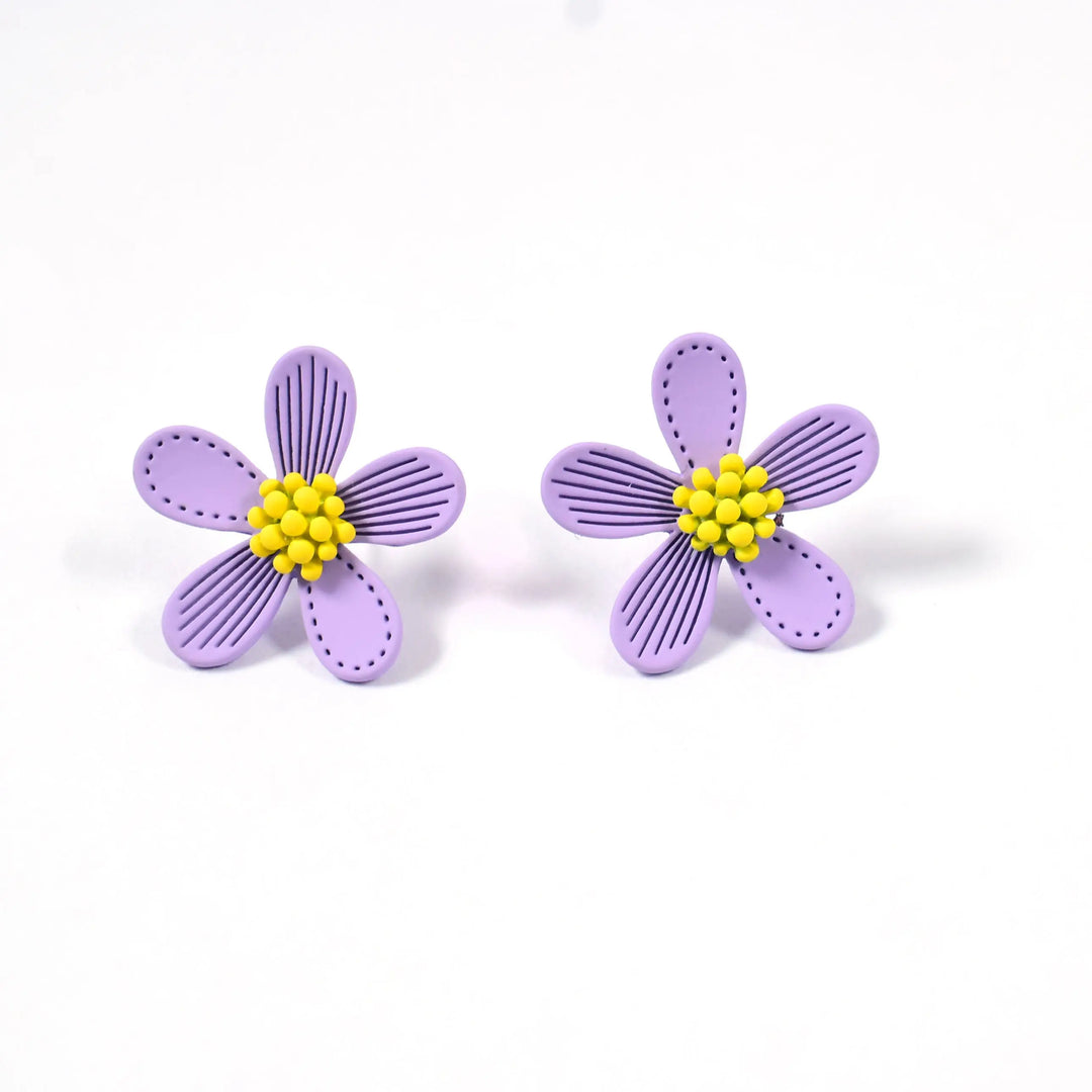 Summer Candy Purple Daisy Flower Stud Earrings
