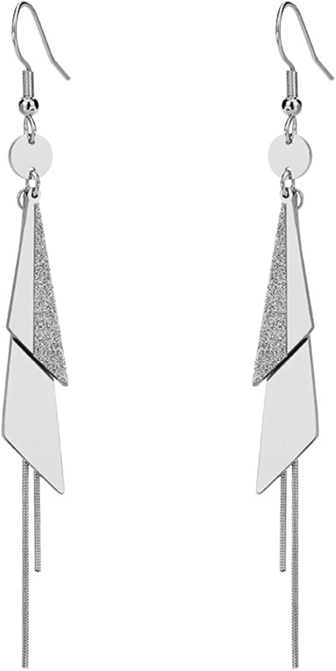 Timeless Triangle Silver Tassel Earrings