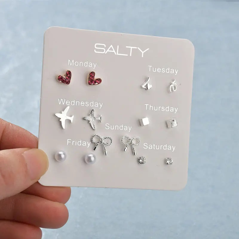 "Travel" Weekly 7 Stud Earrings Set