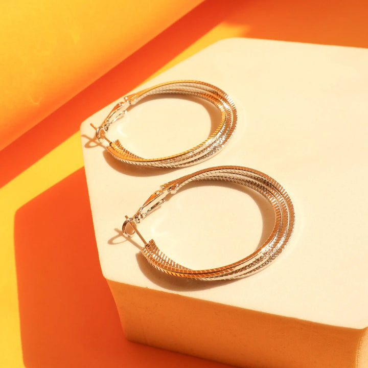 Twisted Shimmer silver Hoops