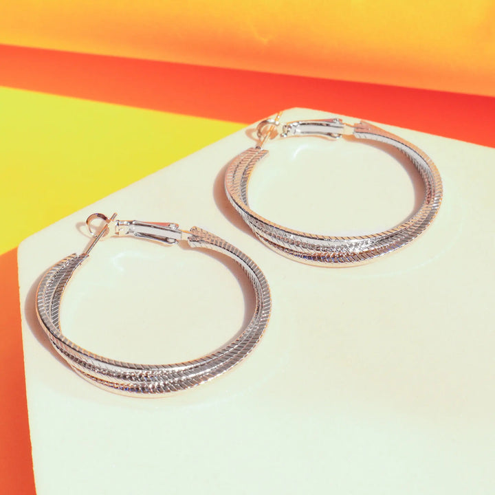 Twisted Shimmer silver Hoops