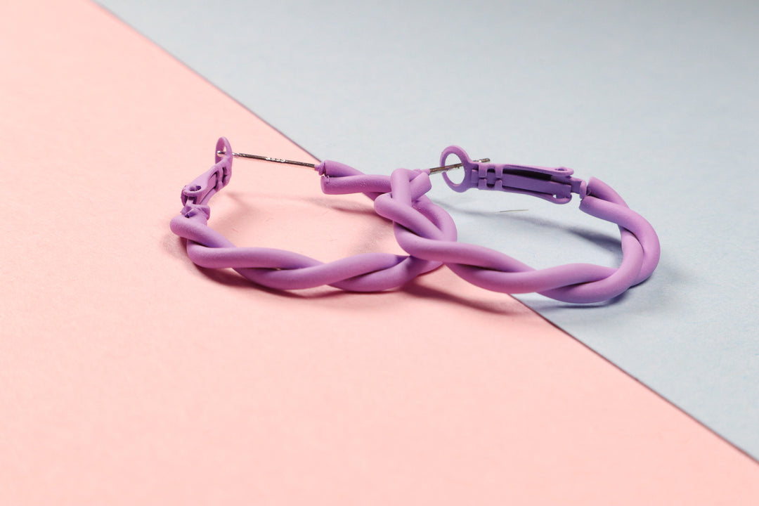 Twisted Purple Quirky Hoops