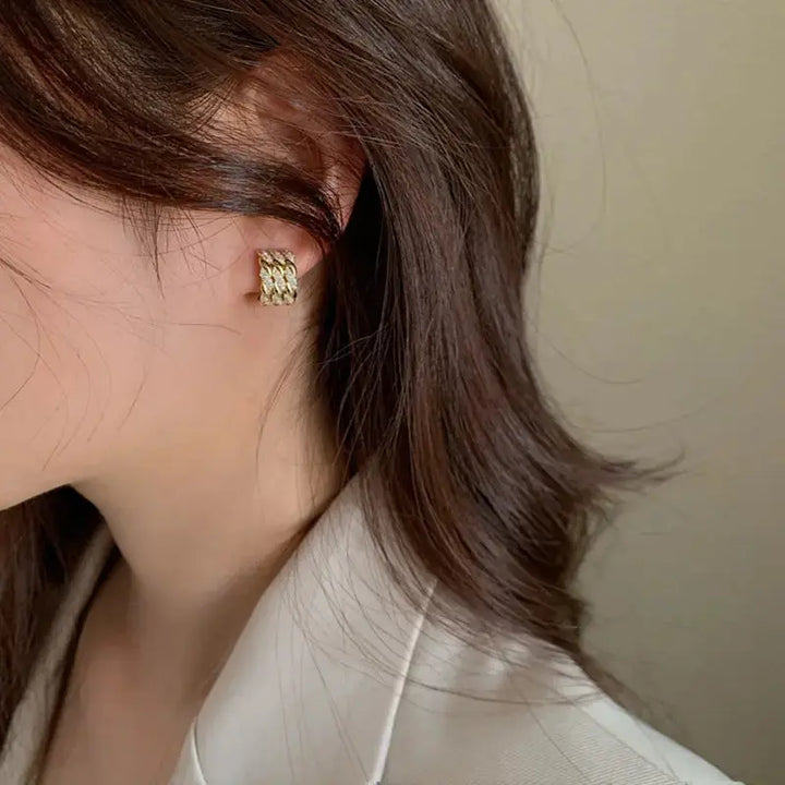 Vintage Diamonds Curved Earrings
