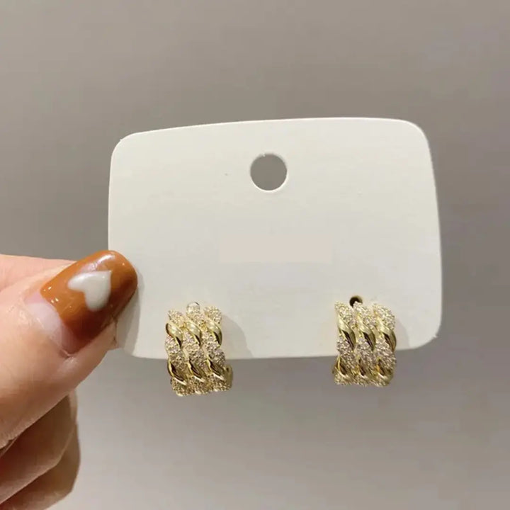 Vintage Diamonds Curved Earrings