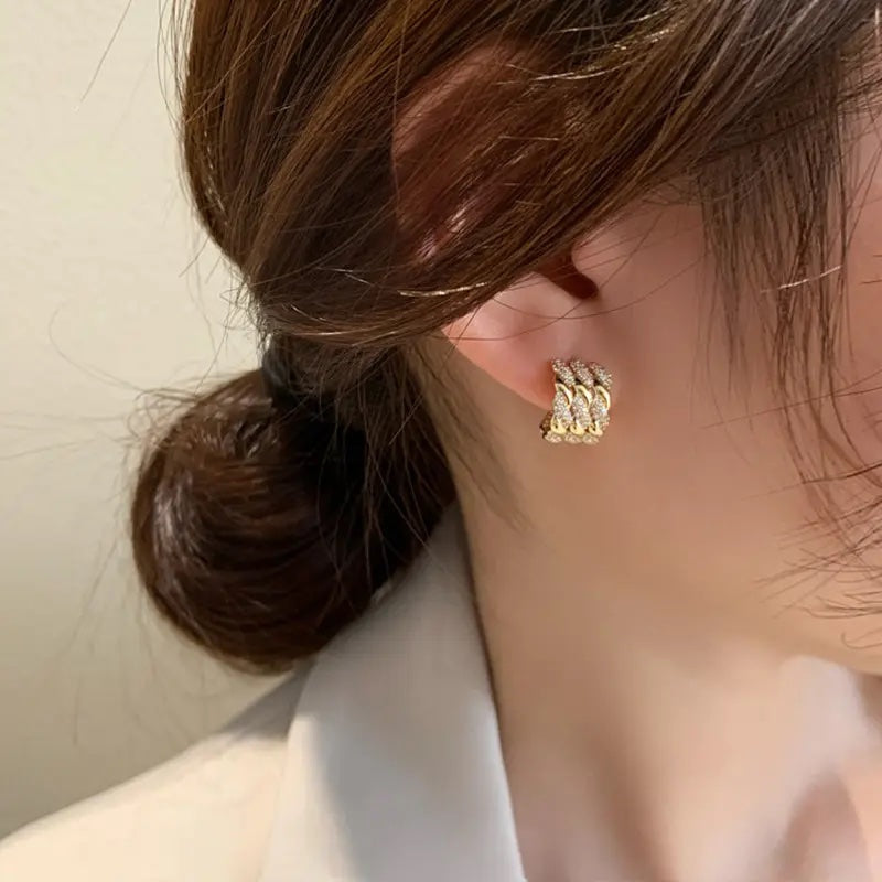 Vintage Diamonds Curved Earrings
