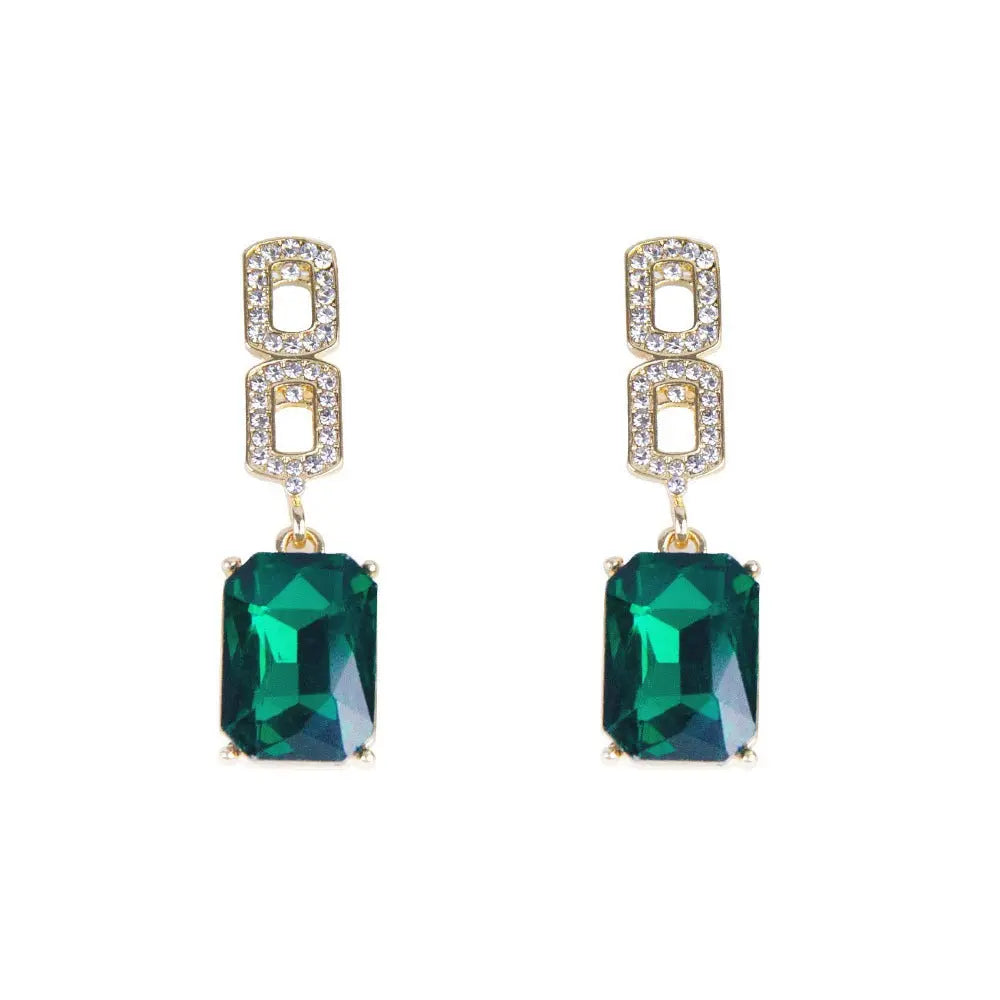 Emerald Gemstone Tassel Drop Earrings