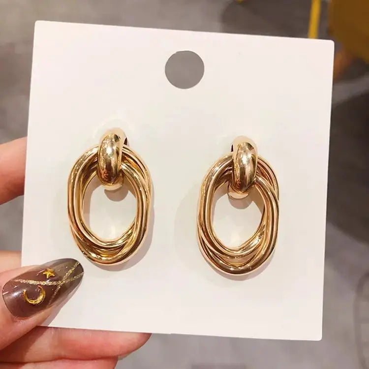 Gold Double Twist Loop Hoop Earrings
