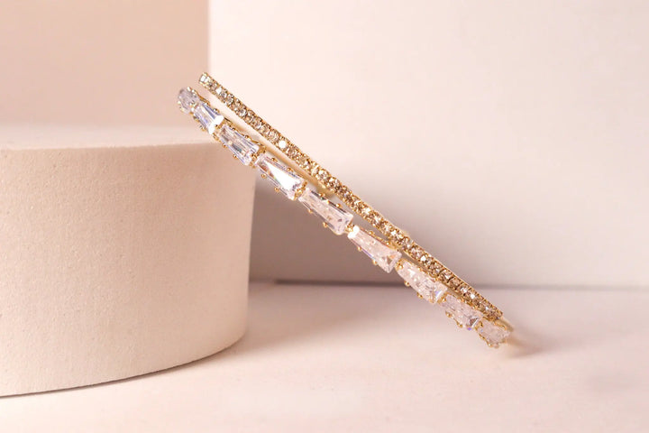 crystal charm bracelet-Golden