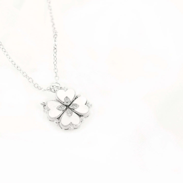 silver clover magnetic heart necklace